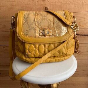 CHI Shoulder Bag Purse Soft Lamb Skin Snake‎ Design Exotic Quilted Satchel
